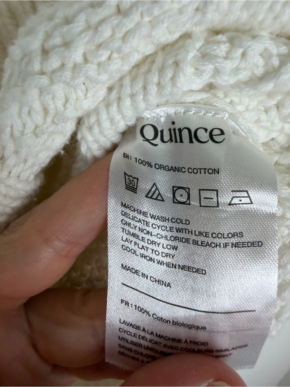 Quince 100% Organic Cotton Cropped Cable Crew Sweater size M - Picture 7 of 8